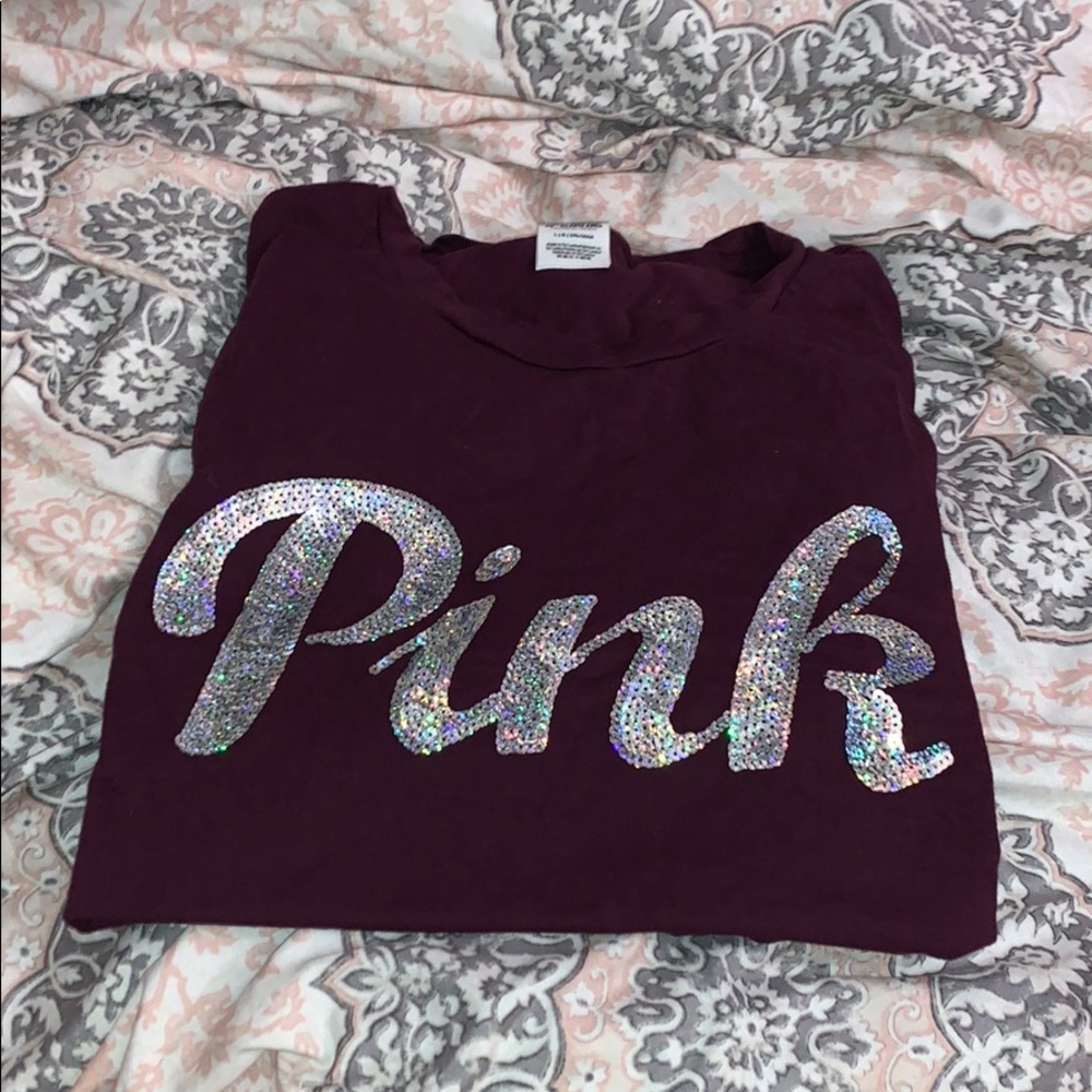 VS Pink Maroon Sequin Top